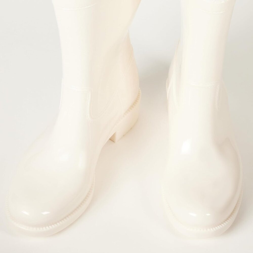 Women's White Round Toe Stella Mid Shaft Imported Pvc Pull On Solid Rain Boots - Picture 2 of 7